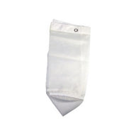 White mesh bag with grommet, closed tip, white background.