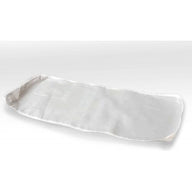 White satin dryer tray liner, long and thin, with a white trim.