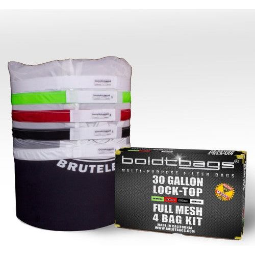 BoldtBags 30 gallon lock-top full mesh 4 bag kit stackers with colored bands.