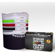 BoldtBags 30 gallon lock-top full mesh 4 bag kit stackers with colored bands.