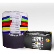 BoldtBags 44-gallon lock-top filter bags in a full mesh 8-bag kit, stacked and boxed.
