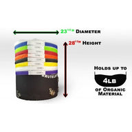 Black, mesh compost bag kit with colorful straps, 23.5