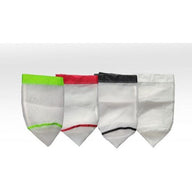 Four mesh bags with colored tops (green, red, black, white) and matching color accents.