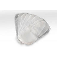 A fanned stack of seven white, rectangular dryer tray liners is shown.