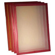 Four stacked red-framed dry sift screens with light, translucent mesh.