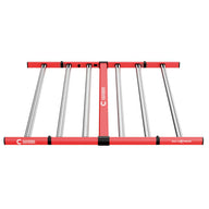 Red California LightWorks SolarXtreme 640 full spectrum LED grow light with parallel silver light bars.