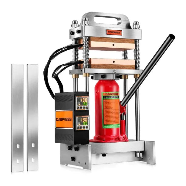Dabpress 12-ton hydraulic rosin press with digital temp controls and aluminum plates.