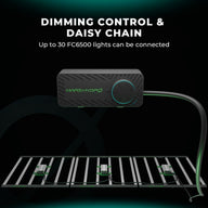 Mars Hydro FC6500 LED grow light with dimming control and daisy-chain capability.