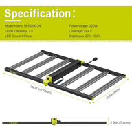 Elufah NHI3200-24 320W LED grow light, 2x4 ft coverage, 39.37