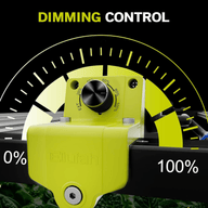 Elufah dimmer knob set to 40% with 0% and 100% indicators on a grow light.