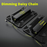 Two Elufah grow lights daisy-chained together on a dark surface, with text 