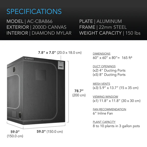 Happy Hydro AC Infinity 5x5 Grow Tent &amp; Ventilation Kit