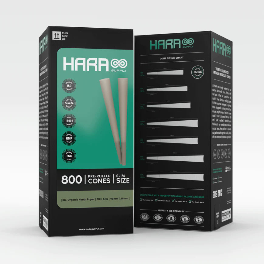 Hara Supply Slim Size Reefer 98/26 Pre-Rolled Cones Bio-Organic Hemp