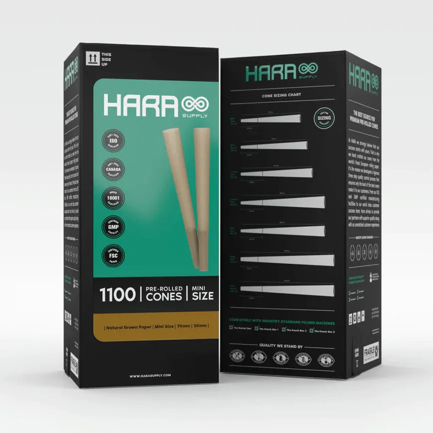 Hara Supply Mini Size 70/20 Pre-Rolled Cones Natural Brown