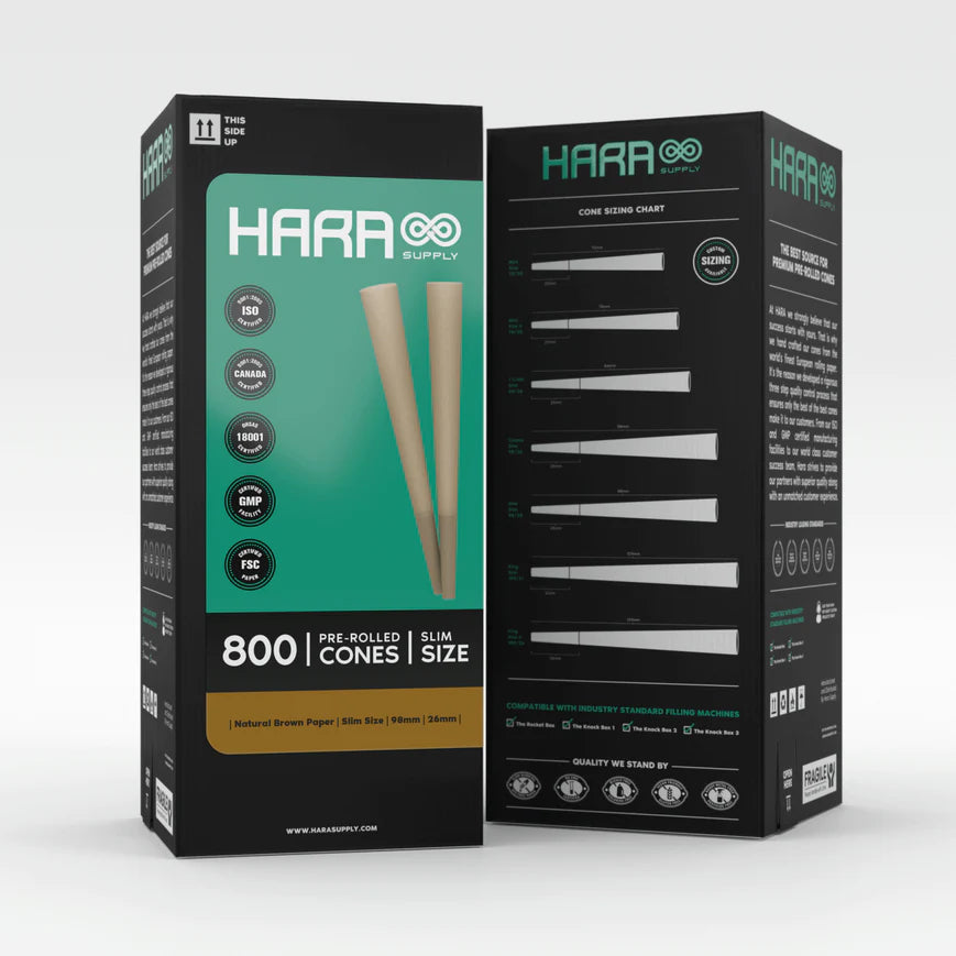 Hara Supply Slim Size Reefer 98/26 Pre-Rolled Cones Natural Brown