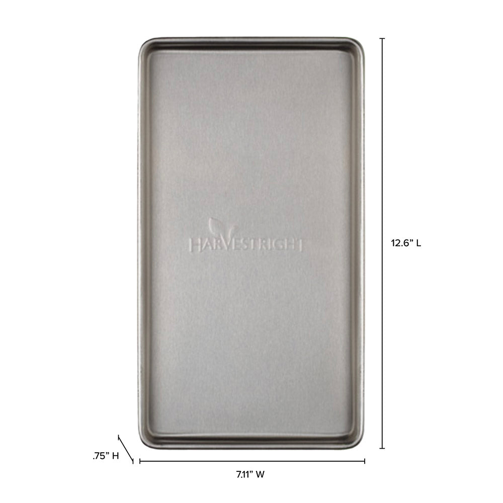 Harvest Right countertop freeze dryer tray with dimensions 12.6" L, 7.11" W, and .75" H.