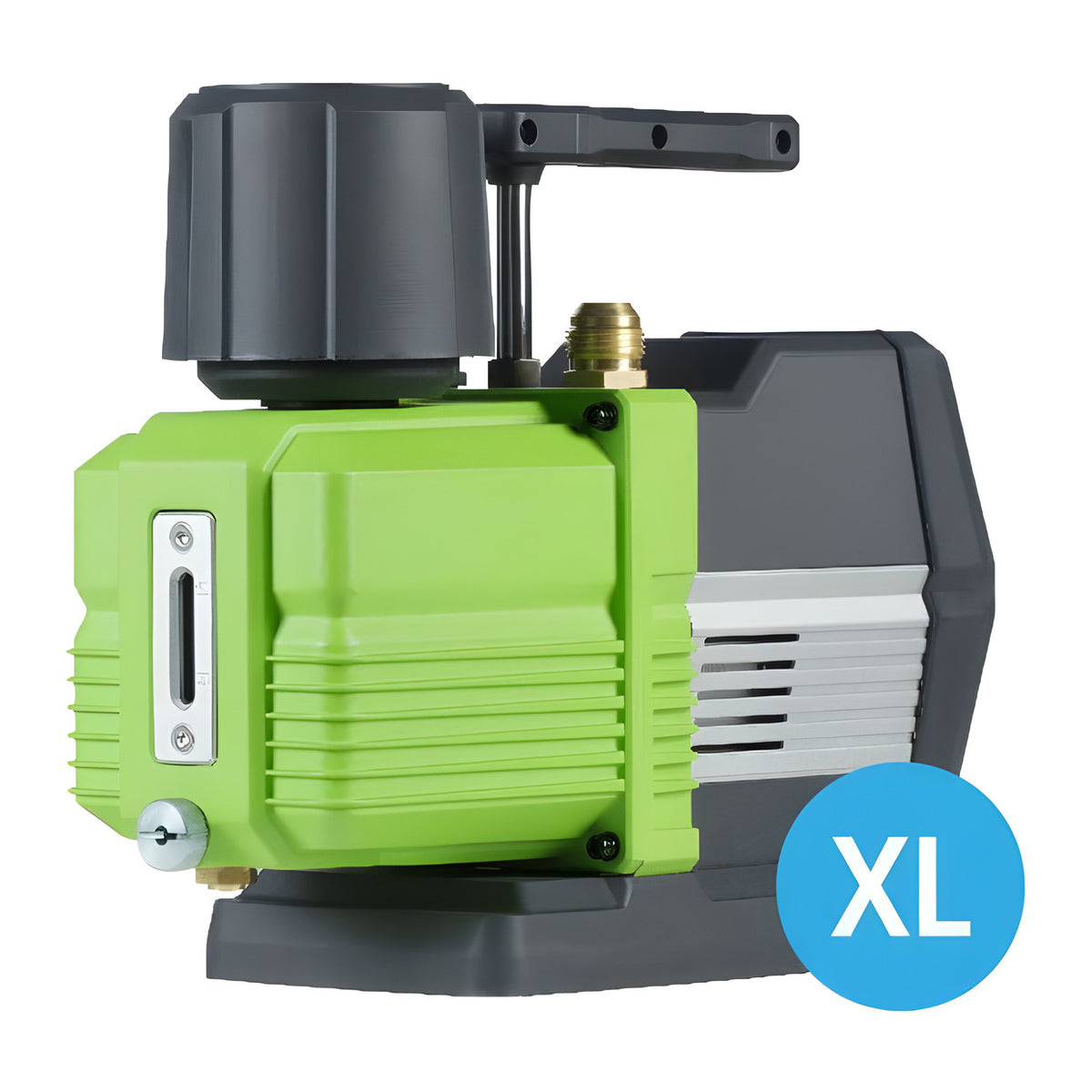 Green and black vacuum pump with XL label