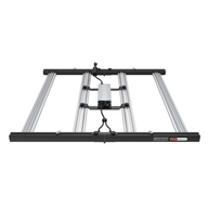 Commercial horticulture LED grow light bar, 350W full spectrum, with six linear silver aluminum light bars and a central driver unit on a black frame. Features include an IR switch, dimming capabilities, Samsung LM281 Pro and Osram LEDs, and full spectrum output for plant growth.