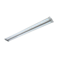 Silver linear LED grow light with two parallel rows of bright white LEDs, ideal for vegetative plant growth.