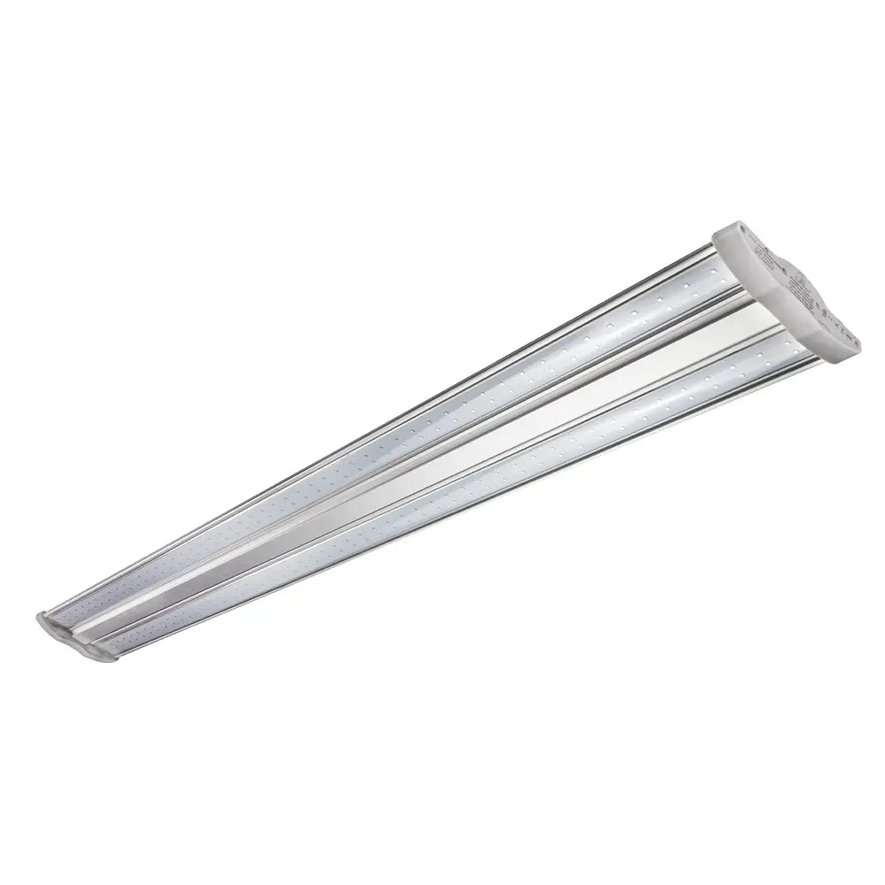 A long, rectangular white LED grow light fixture with multiple light strips, for vegetative plant growth.