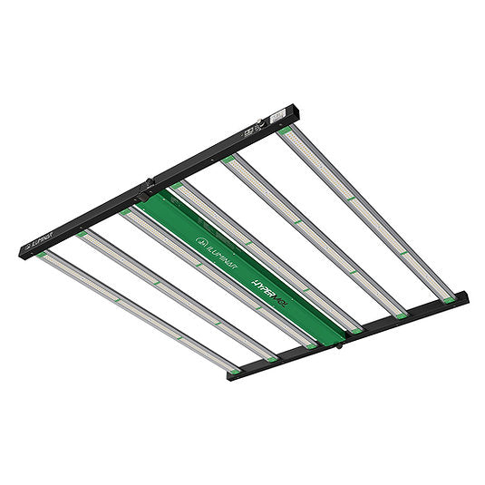 Iluminar HyperMol 720W full spectrum LED grow light with black frame, green center, and multiple white light bars.