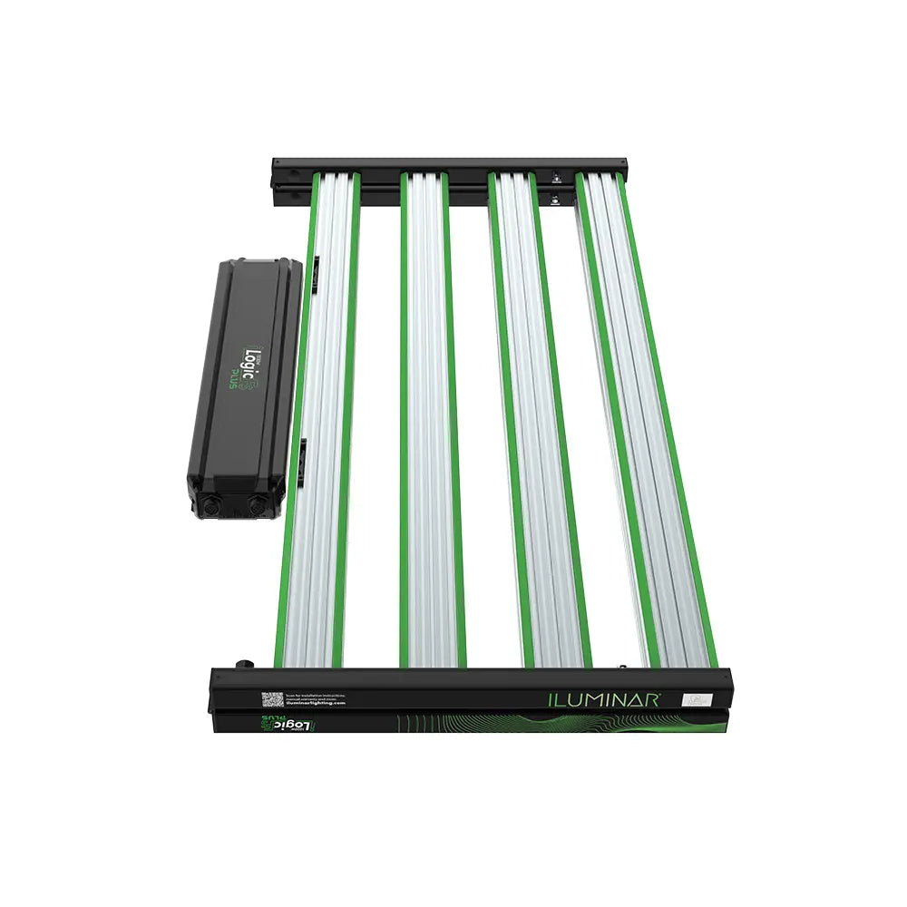 Iluminar iLogic FS Plus 1030W full spectrum LED grow light with separate Logic Plus driver and green-edged light bars.