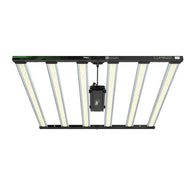 ILUMINAR Logic Plus full spectrum LED grow light. Black frame with 8 bright light bars and central driver.