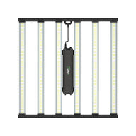 Iluminar iLogic FS Plus 630W LED grow light with eight vertical warm white LED bars & central black control box.