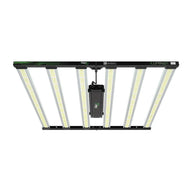 ILUMINAR iLogic FS Plus 630W full spectrum LED grow light with 8 light bars and a black frame with green accents.