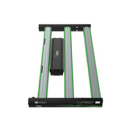 Iluminar iLogic FS Plus 630W full spectrum LED grow light, black with green accents and multiple light bars.