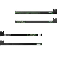 Multiple dark grey Iluminar iLogic MS PLUS 1050w LED grow lights with green text and a wavy design.