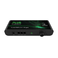 Black ILUMINAR iLOGIC PLUS ADAPTOR converts RS485 to 3x 0-10V signals, with DC input, 3 RJ45 outputs, and RS terminal.