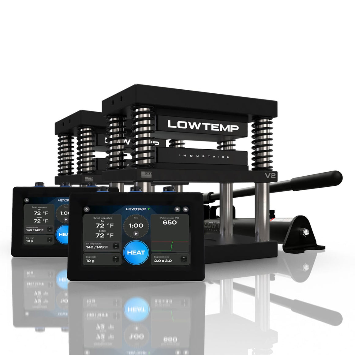 Lowtemp V2 Rosin Press 4x7 1 Press High-Flow Hand Pump view 2