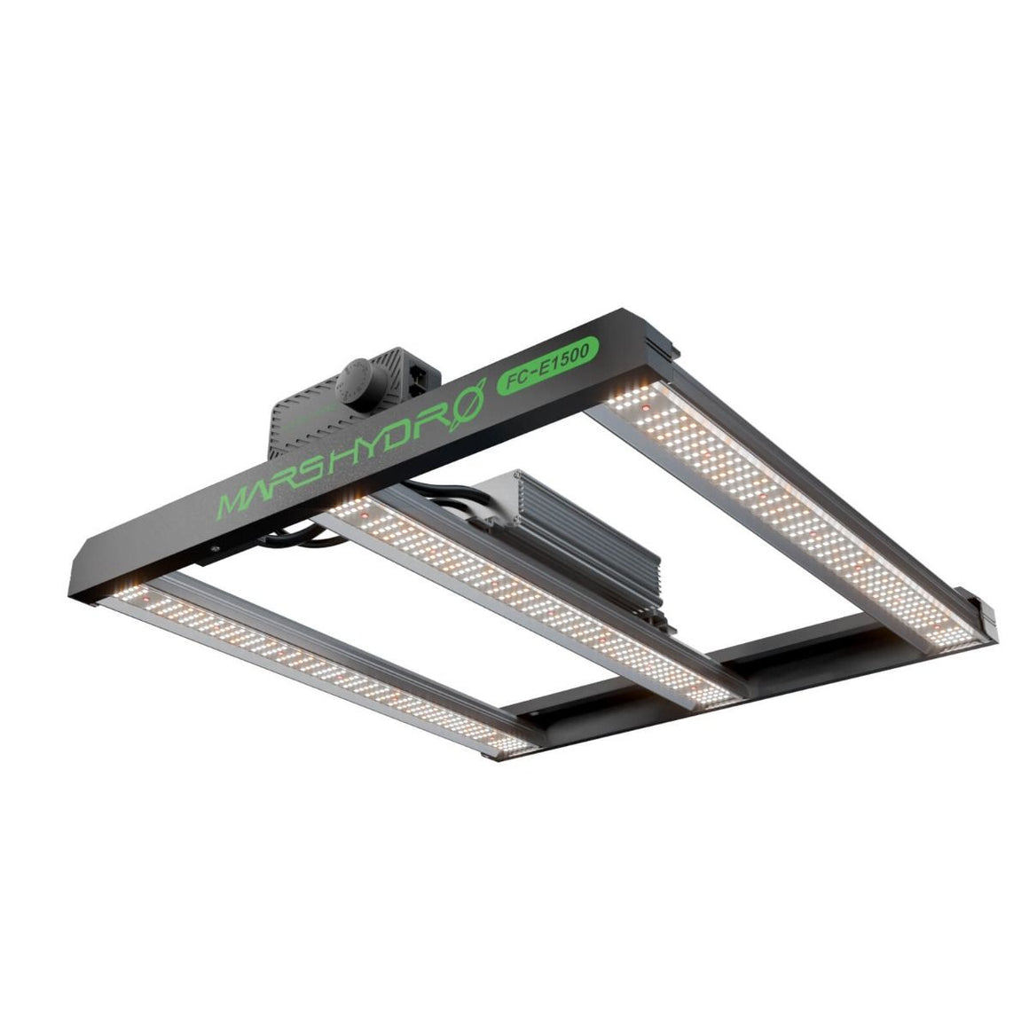 Mars Hydro FC-E1500 LED grow light with 4 bars and dimmer, full spectrum lighting.