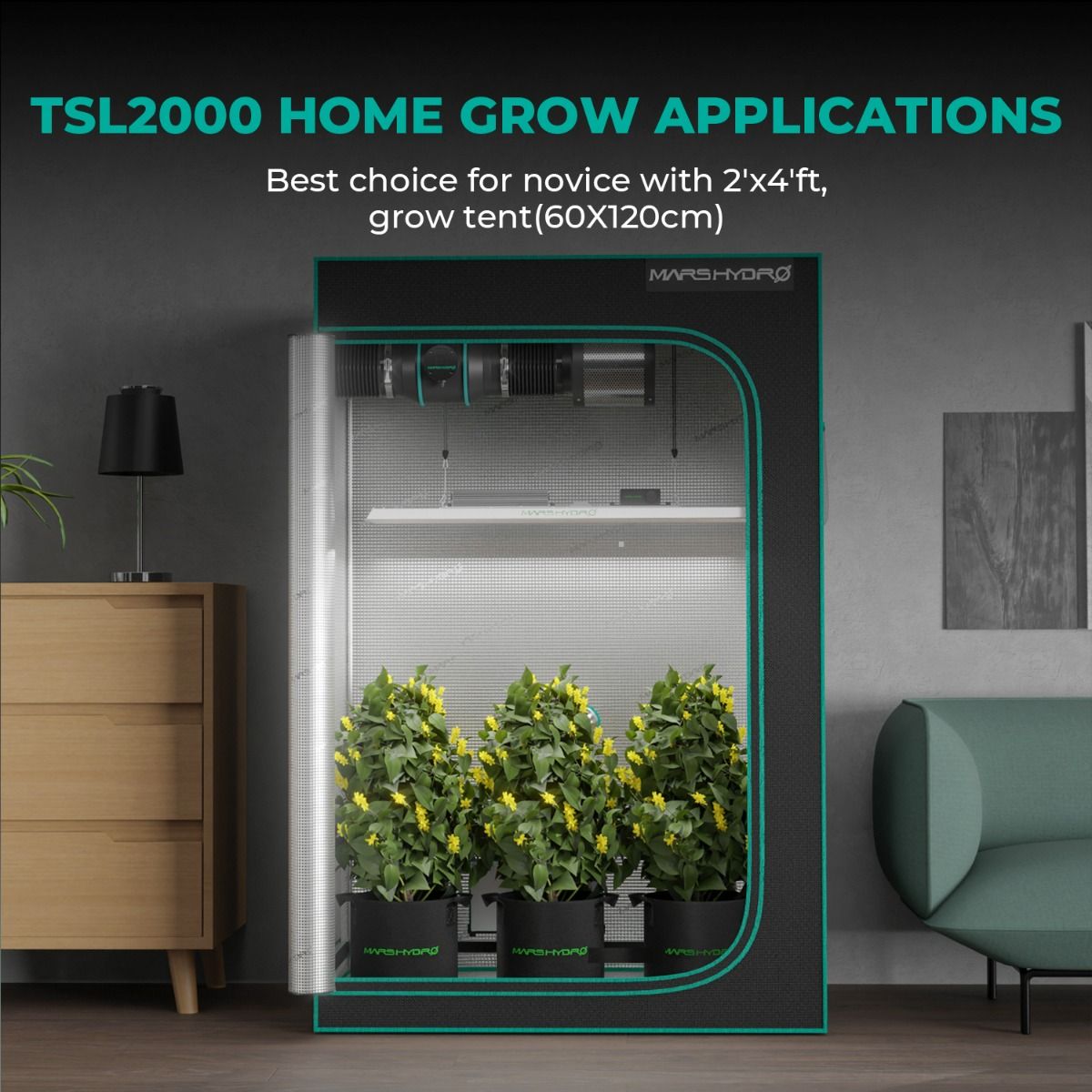Mars Hydro TSL 2000 LED Grow Light | Full Spectrum for 2'x4'