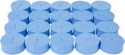 A rack of blue cloning collars for a hydroponic system.