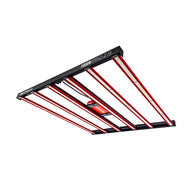 PHOTONTEK X600W PRO 2.9 full-spectrum LED grow light with red bars and a black rectangular frame, angled view.