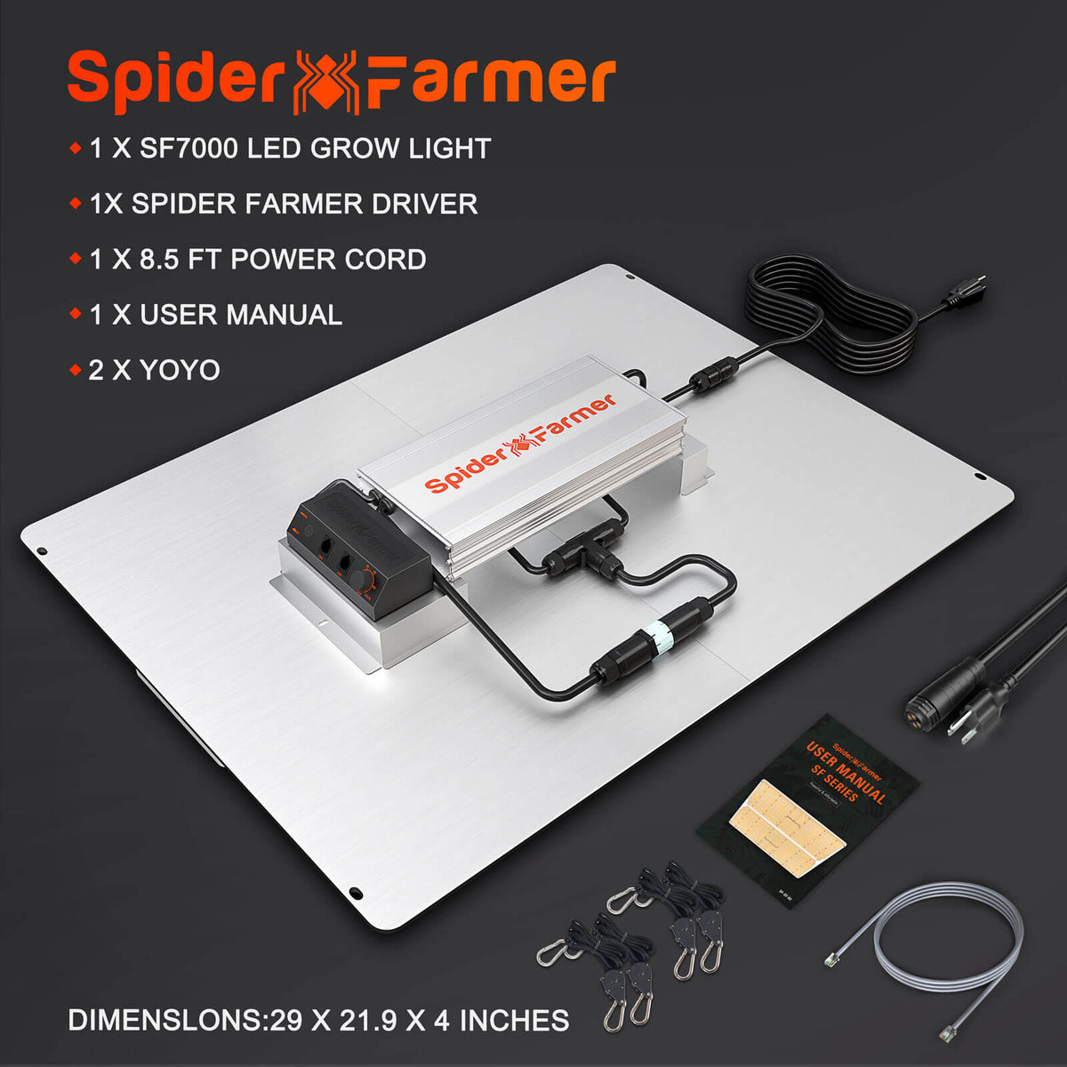 Spider Farmer SF7000 Foldable Full Spectrum LED Grow Light Inclusions