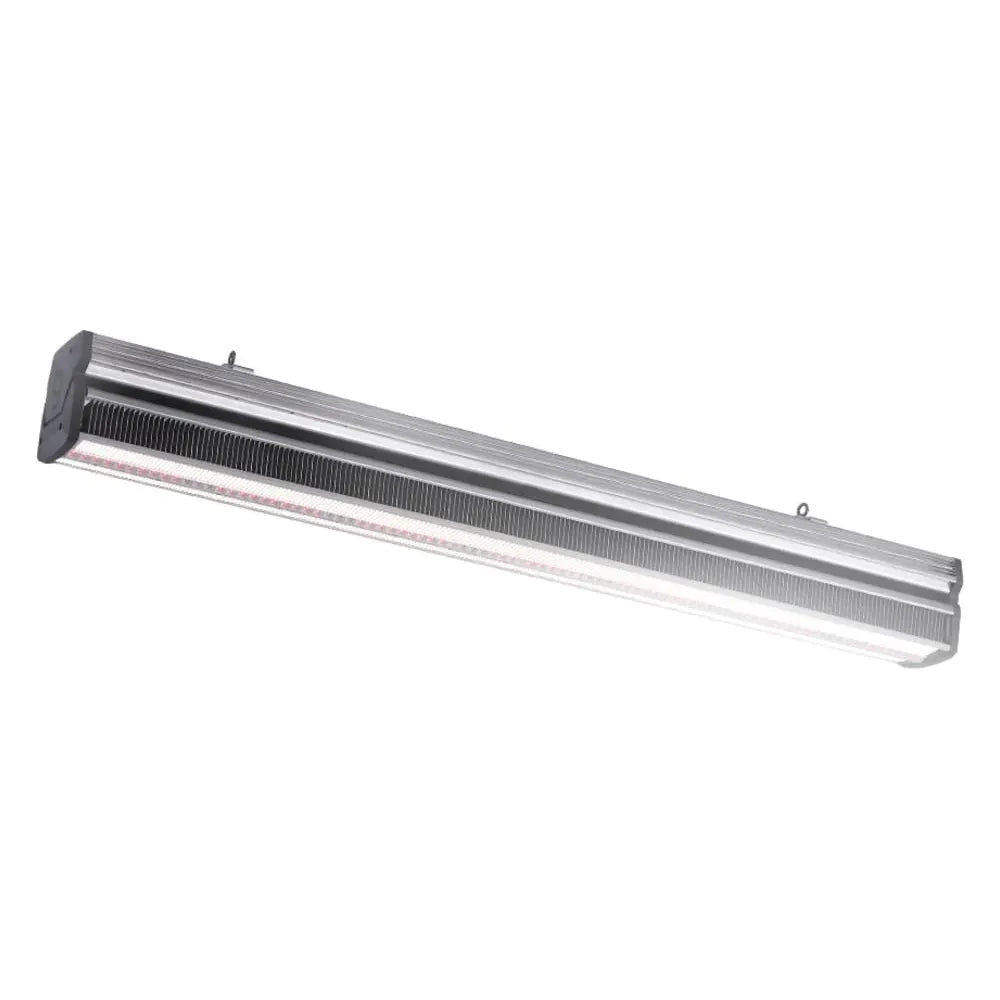 Thinkgrow Model I 720W single bar LED grow light with silver casing and red and white diodes.