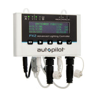 Autopilot PX2 advanced lighting controller with digital display, buttons, and cords.