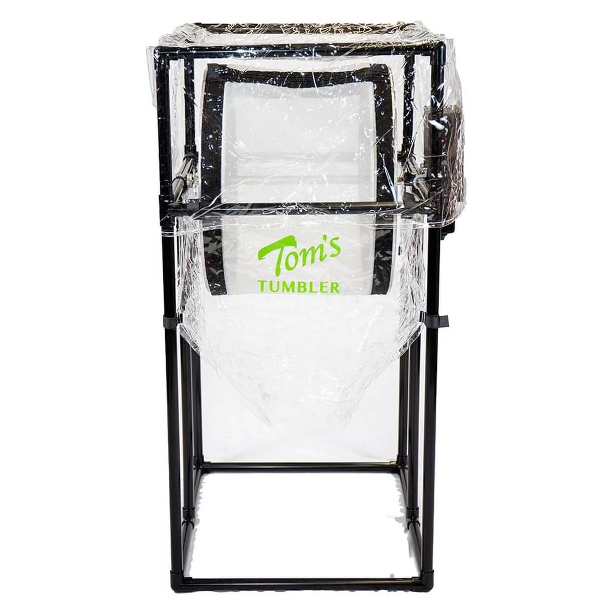 Tom's Tumbler bud trimmer with clear plastic cover and black frame.