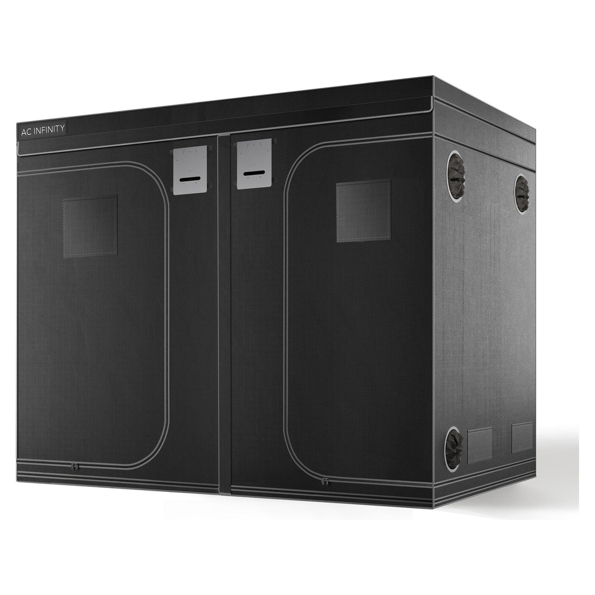 AC Infinity grow tent with doors, vents, and observation windows, on white background.