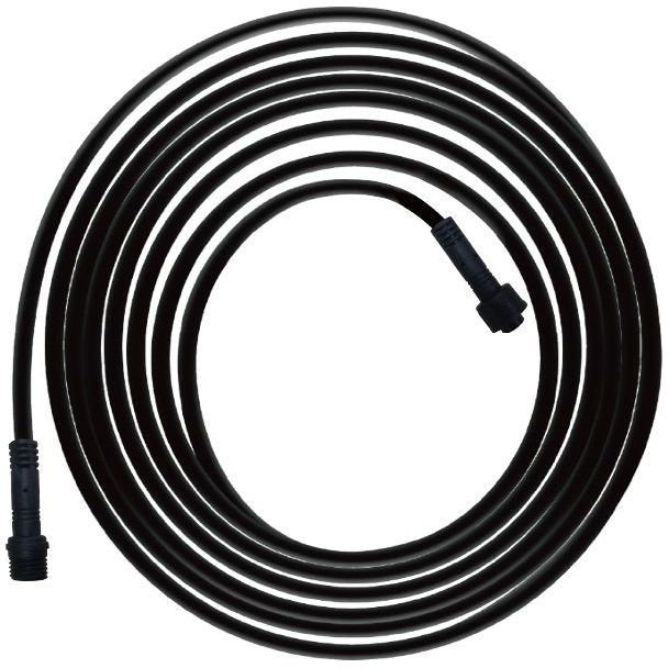 Black coiled extension cable with two black connectors.