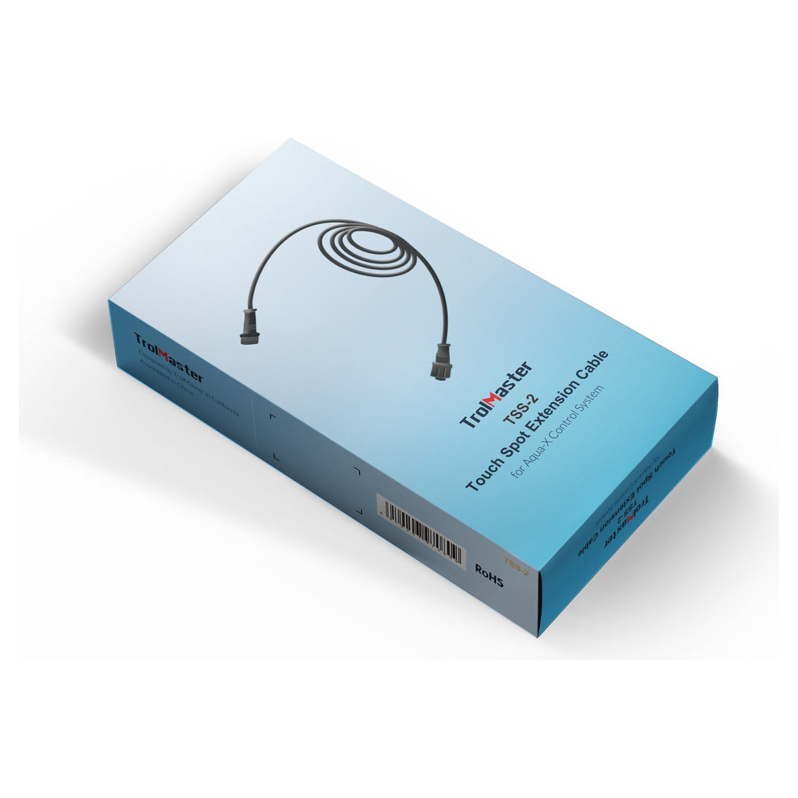 TrolMaster TSS-2 Touch Spot Extension Cable for Aqua-X Control System box with coiled cable graphic.