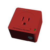 Red TrolMaster CO2 Emergency Stop Station with outlet, indicator lights, and ethernet port.