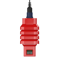Red CO2 sensor with a display reading 