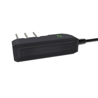 A black TrolMaster water content sensor with three silver prongs and a green display is shown on a white background.