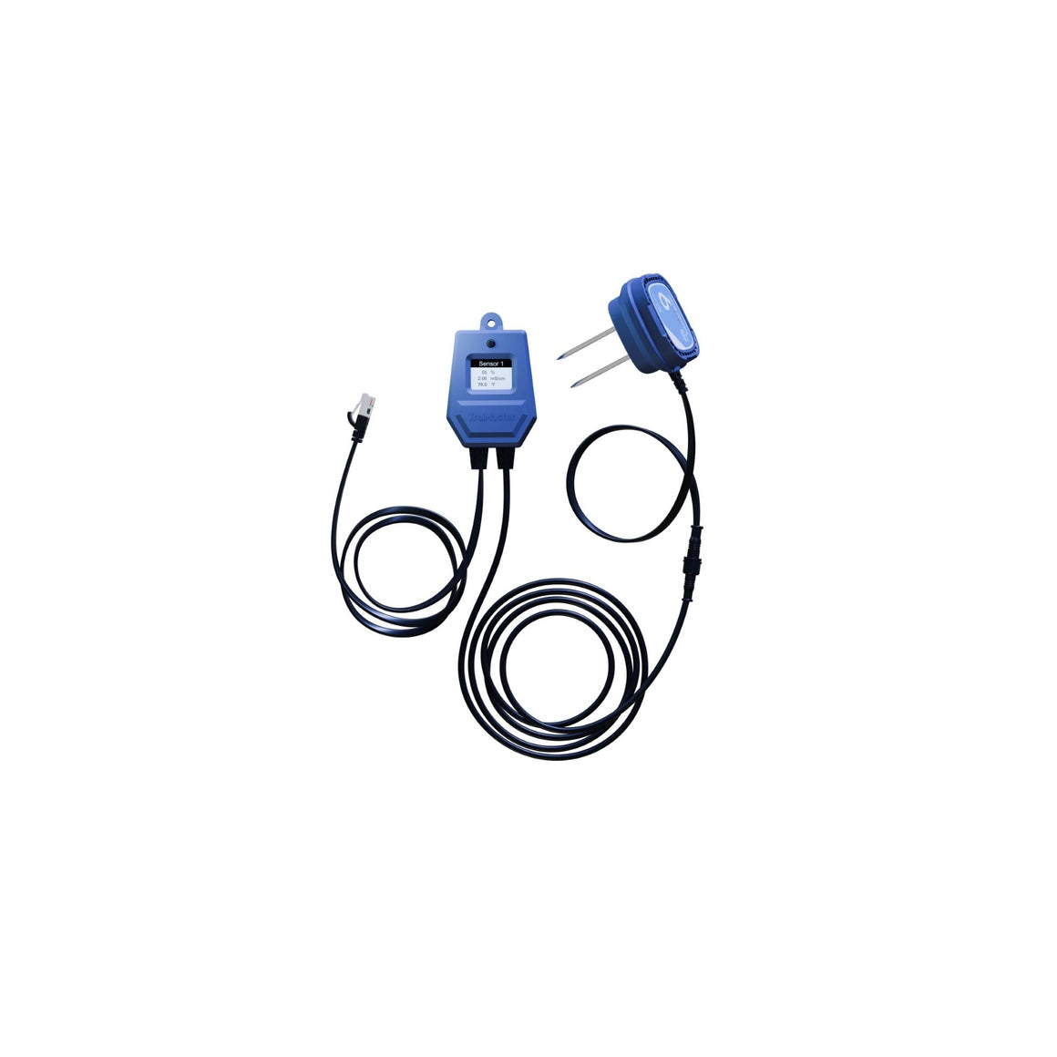 Blue TrolMaster WCS-9 substrate sensor with probes, cables, and display screen showing readings.