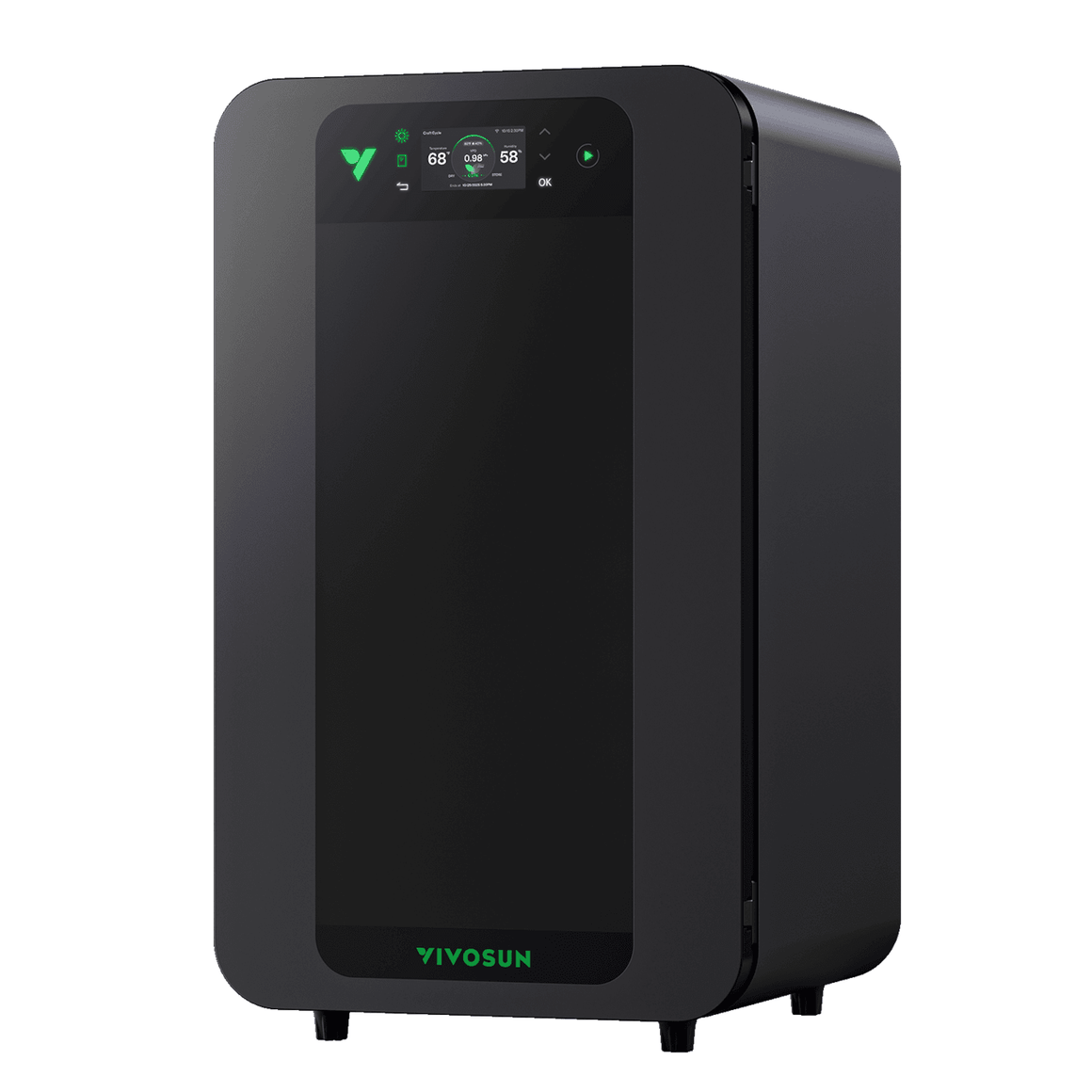 Vivosun VCure smart curing box with a digital display showing temperature and humidity, set against a white background.