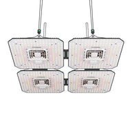Pack of 4 VIVOSUN AeroLight A100 LED grow lights, with multi-color LEDs and central cooling fans.